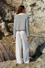 Load image into Gallery viewer, a.ren - Knit Cotton Sweater Stripe Navy/Ivory
