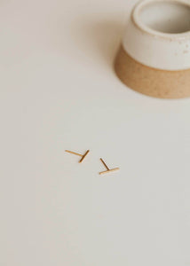 Hello Adorn - Tiny Bar Studs: 14kt Gold Fill