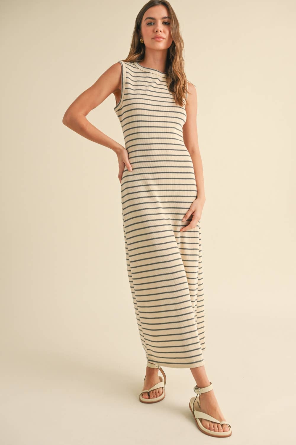 MIOU MUSE - STRIPED KNITTED DRESS