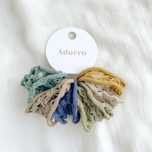 Adorro - Seamless Boho Mesh Netted Hair Tie (Set of 6)