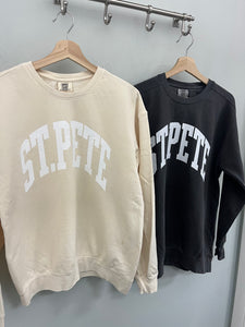 St. Pete Collegiate Lightweight Sweatshirt- Ivory