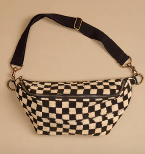 Jenna Bee Checkered Sling Bag- Black