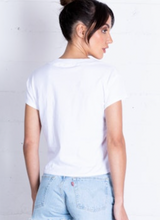 Load image into Gallery viewer, LA Made Suri Deep V Cap Sleeve Tee
