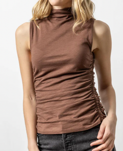 Lilla P Shirred Mock Neck Tank