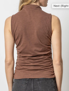 Lilla P Shirred Mock Neck Tank