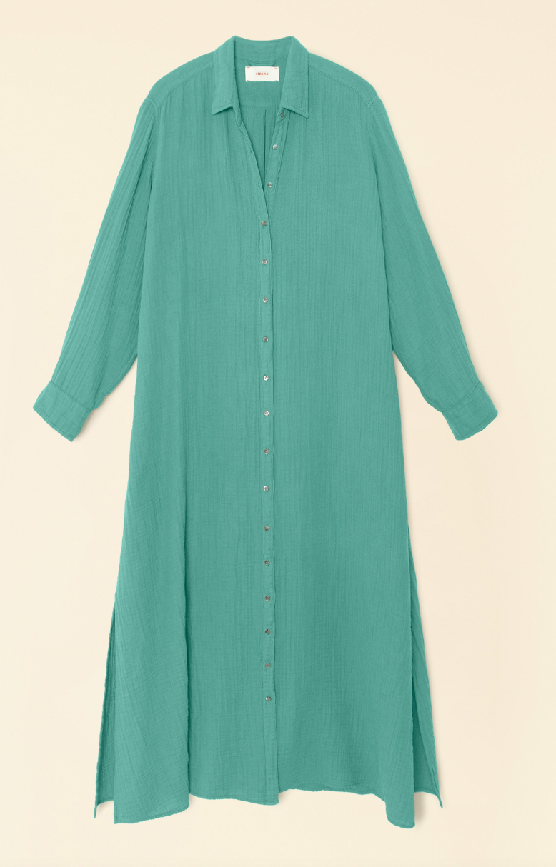 Xirena Boden Dress- Bottle Green- Cotton Gauze