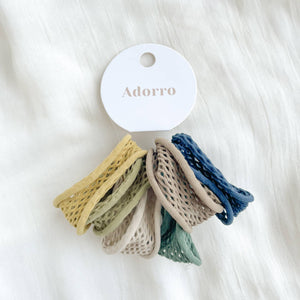 Adorro - Seamless Boho Mesh Netted Hair Tie (Set of 6)