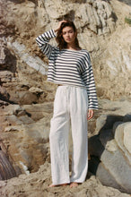 Load image into Gallery viewer, a.ren - Knit Cotton Sweater Stripe Navy/Ivory
