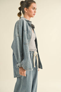 WASHED SNAP BUTTON DENIM SHACKET