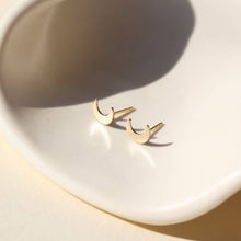 Load image into Gallery viewer, Token Jewelry - Tiny Moon Studs in 14k Gold Fill or Sterling Silver : 14k Gold Fill
