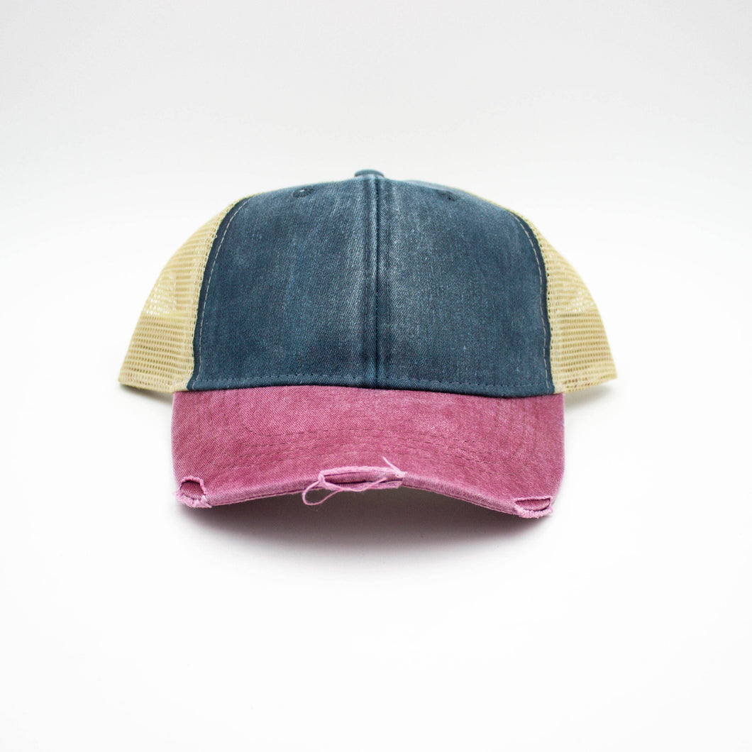 Trucker Hat- Navy and pink- 727