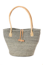 Load image into Gallery viewer, Classic Sisal and Leather Handbag- Gray
